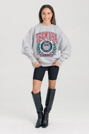 TEAM USA AMERICAN HERITAGE PREMIUM FLEECE DROP SHOULDER CREWNECK PULLOVER