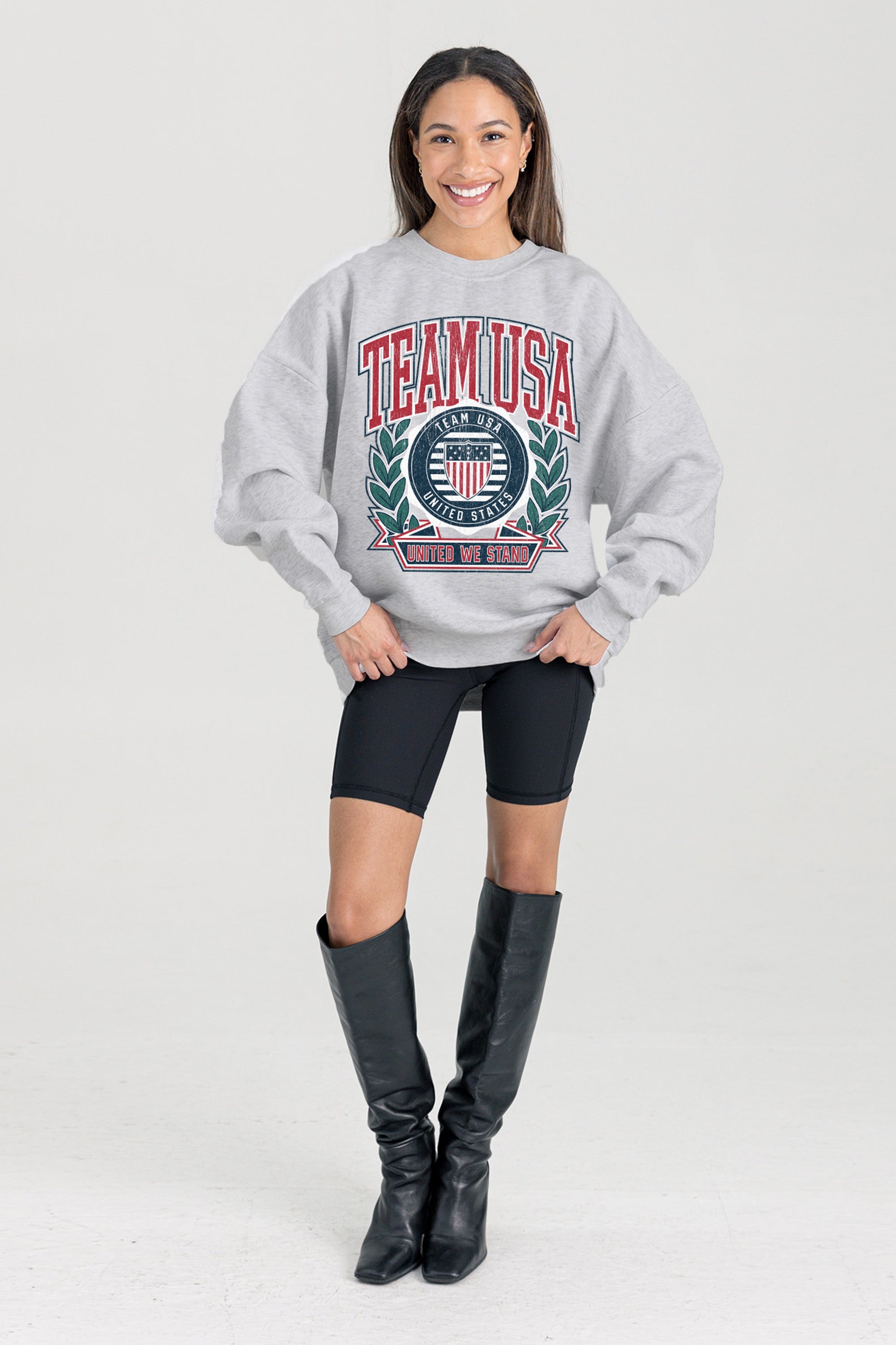 TEAM USA AMERICAN HERITAGE PREMIUM FLEECE DROP SHOULDER CREWNECK PULLOVER
