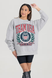TEAM USA AMERICAN HERITAGE PREMIUM FLEECE DROP SHOULDER CREWNECK PULLOVER