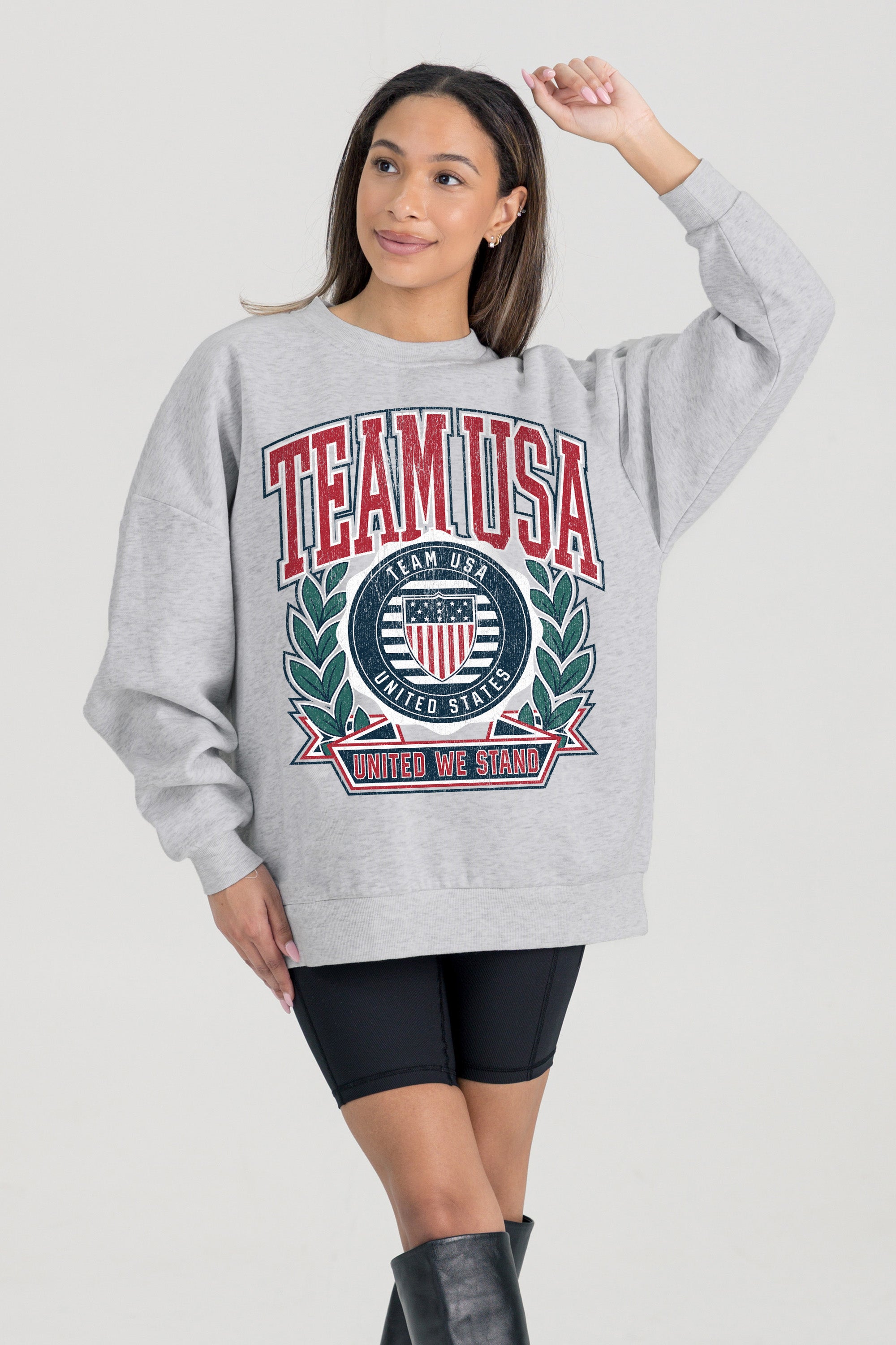 TEAM USA AMERICAN HERITAGE PREMIUM FLEECE DROP SHOULDER CREWNECK PULLOVER