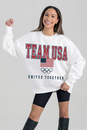 TEAM USA UNITED TOGETHER PREMIUM FLEECE DROP SHOULDER CREWNECK PULLOVER