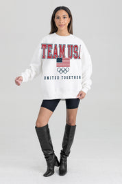 TEAM USA UNITED TOGETHER PREMIUM FLEECE DROP SHOULDER CREWNECK PULLOVER