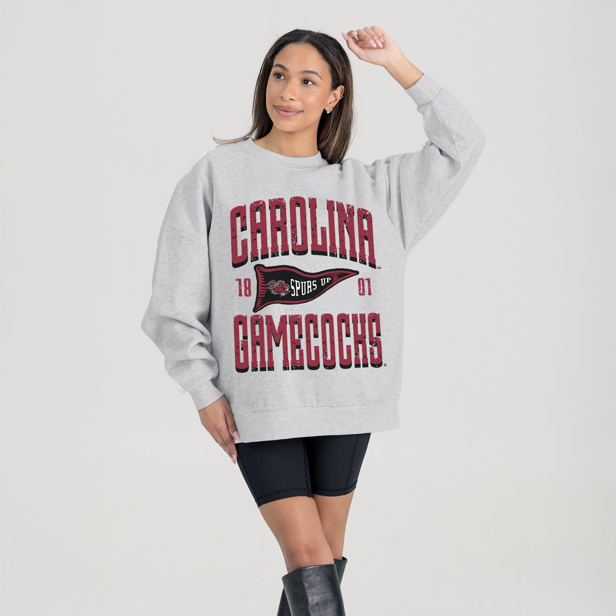 SOUTH CAROLINA GAMECOCKS PENNANT PRIDE PREMIUM FLEECE DROP SHOULDER CREWNECK PULLOVER
