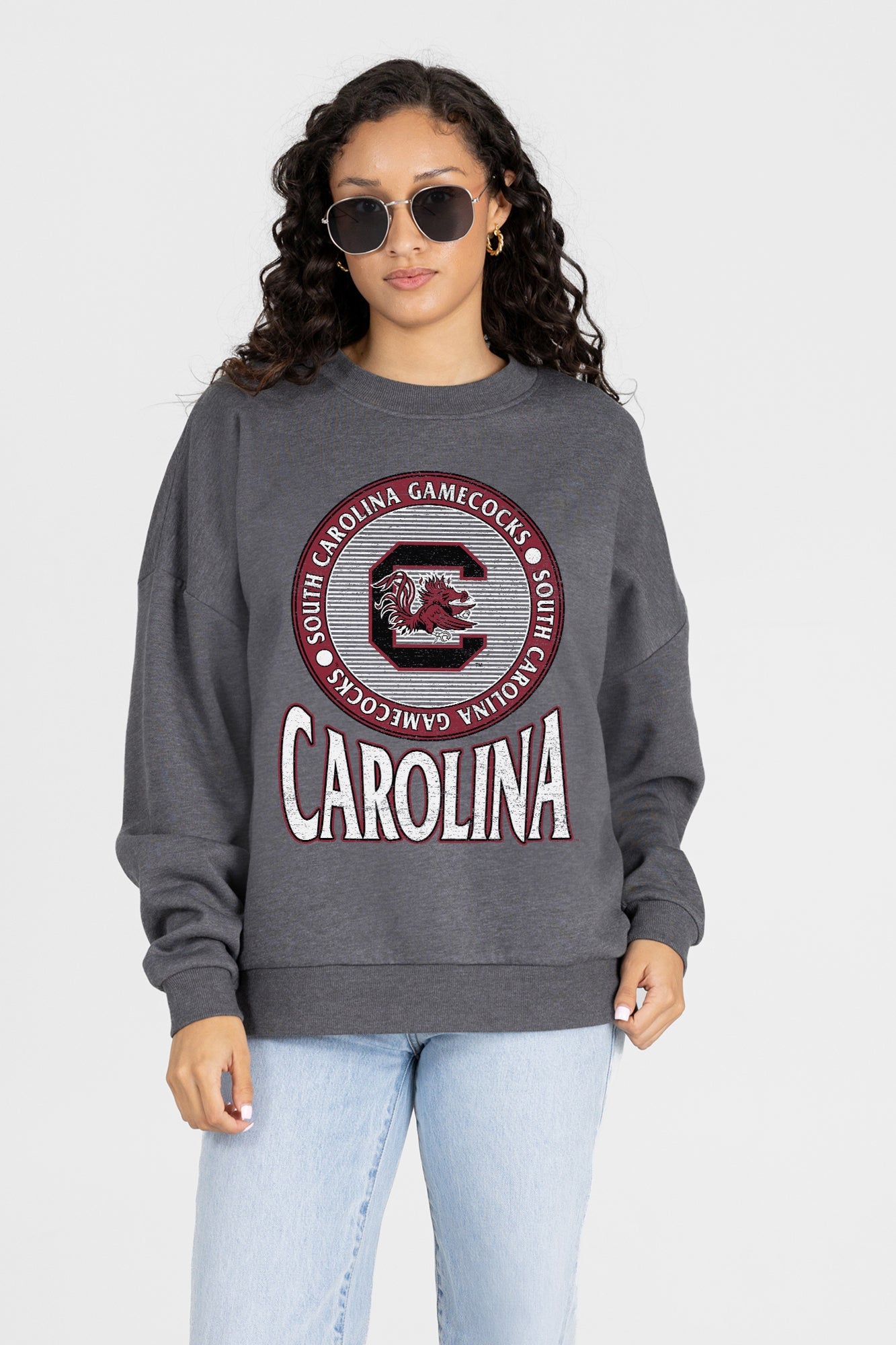 SOUTH CAROLINA GAMECOCKS SATURDAY SEAL PREMIUM FLEECE DROP SHOULDER CREWNECK PULLOVER