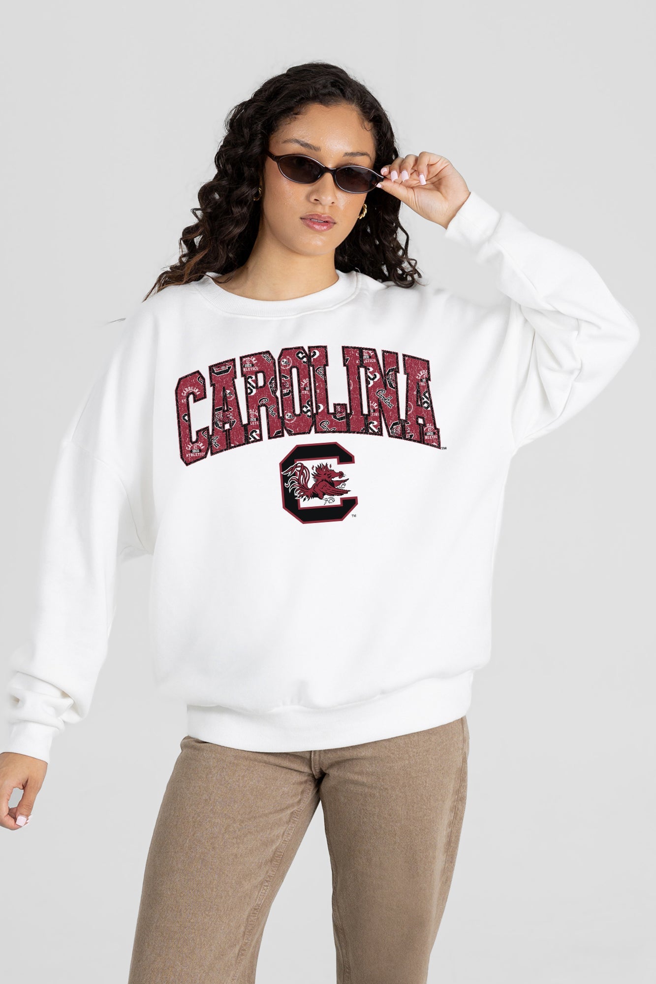 SOUTH CAROLINA GAMECOCKS SWEET PLAY PREMIUM FLEECE DROP SHOULDER CREWNECK PULLOVER