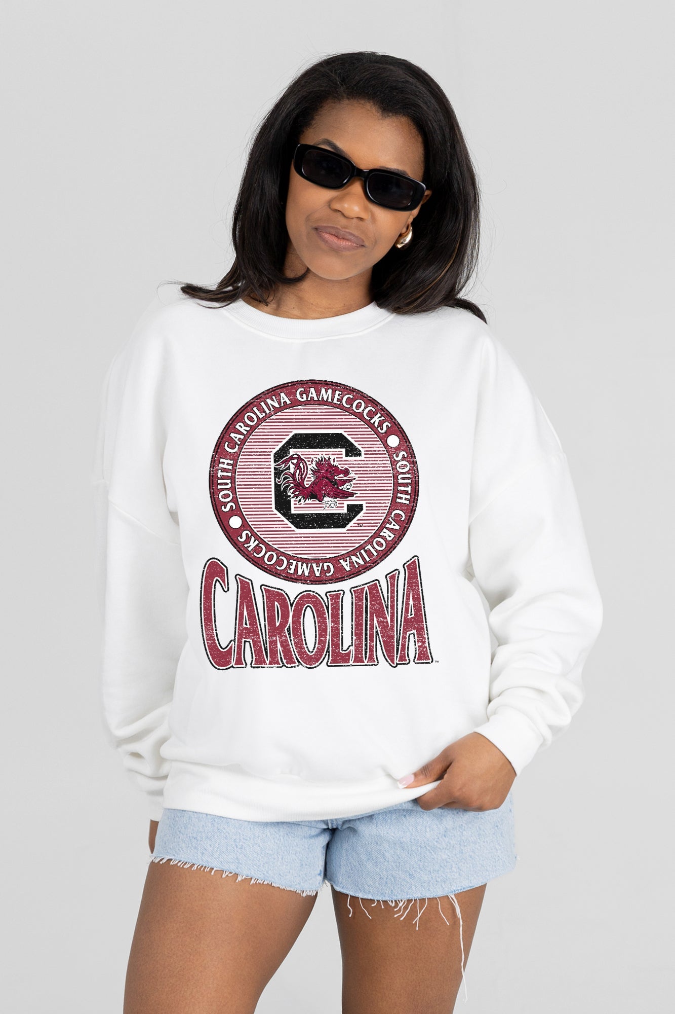 SOUTH CAROLINA GAMECOCKS ENDZONE PREMIUM FLEECE DROP SHOULDER CREWNECK PULLOVER