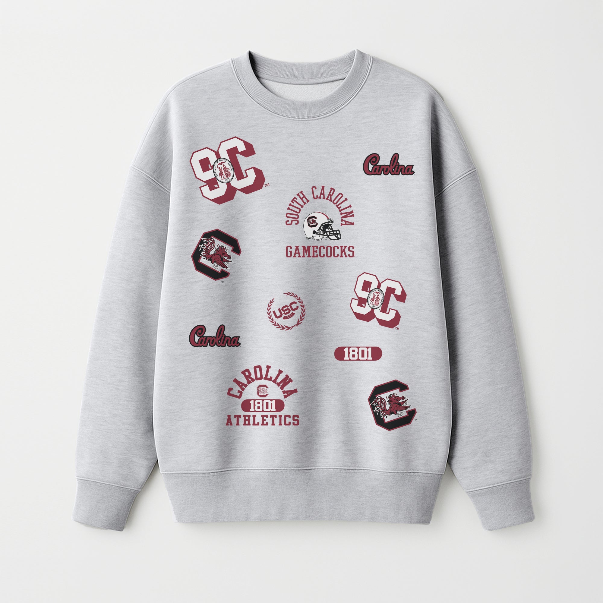 SOUTH CAROLINA GAMECOCKS ALL IN REPEAT PREMIUM FLEECE DROP SHOULDER CREWNECK PULLOVER