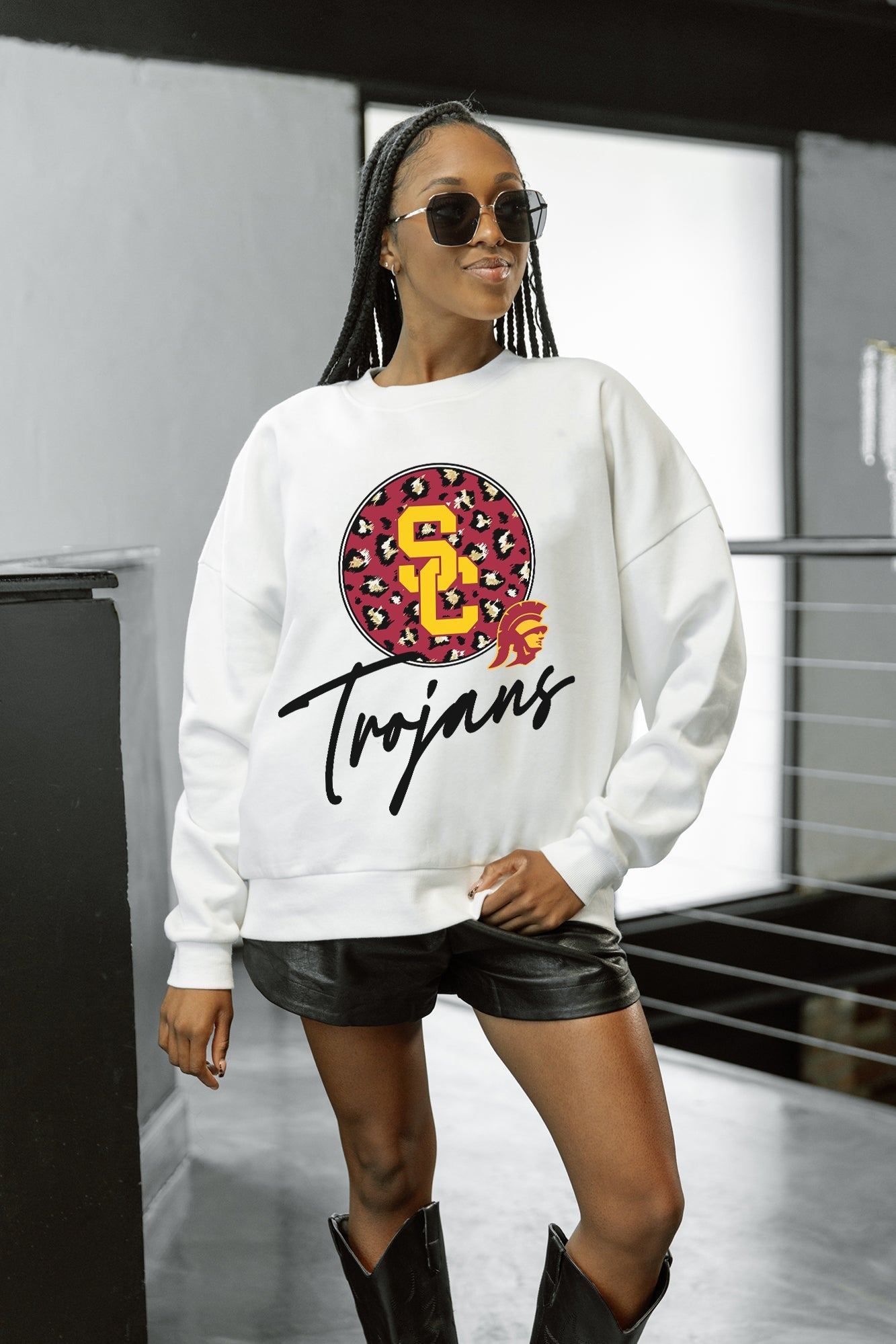 USC TROJANS WILD BREAKTHROUGH PREMIUM FLEECE CREWNECK PULLOVER