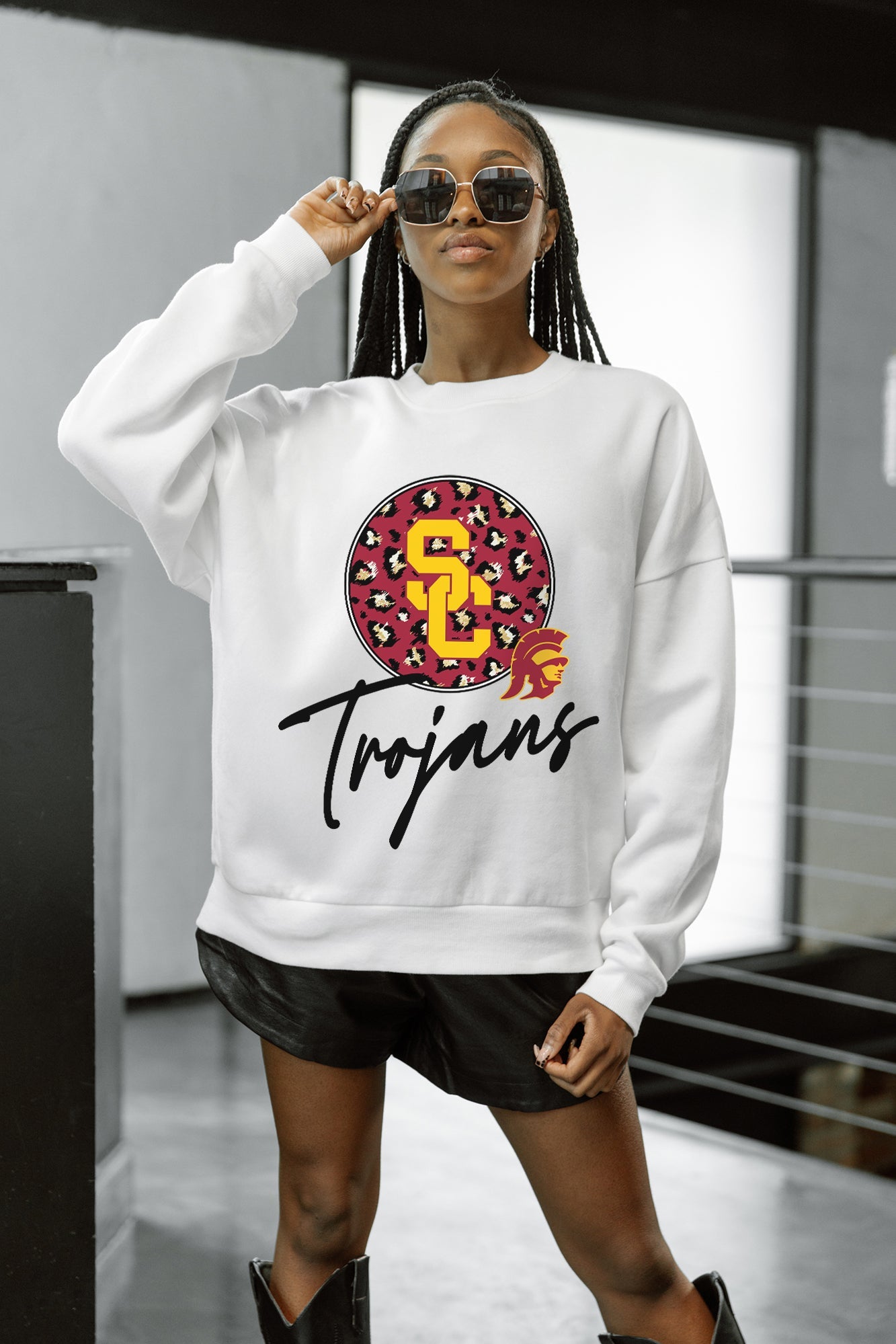 USC TROJANS WILD BREAKTHROUGH PREMIUM FLEECE CREWNECK PULLOVER