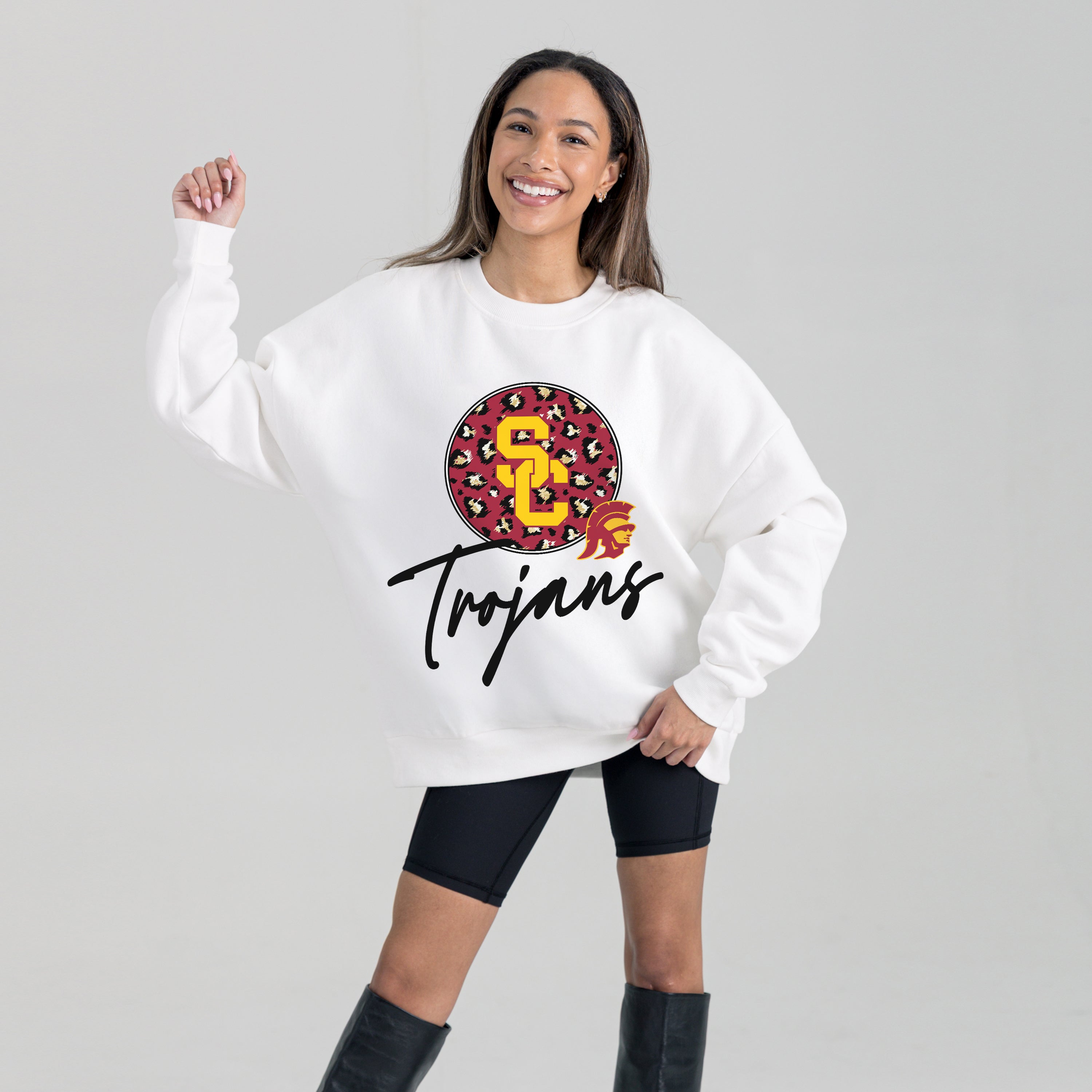 USC TROJANS WILD BREAKTHROUGH PREMIUM FLEECE CREWNECK PULLOVER