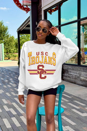 USC TROJANS SWIFT STRIKE PREMIUM FLEECE DROP SHOULDER CREWNECK PULLOVER