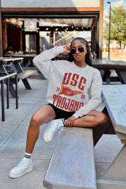 USC TROJANS PENNANT PRIDE PREMIUM FLEECE DROP SHOULDER CREWNECK PULLOVER