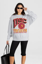 USC TROJANS GAME ON PREMIUM FLEECE DROP SHOULDER CREWNECK PULLOVER