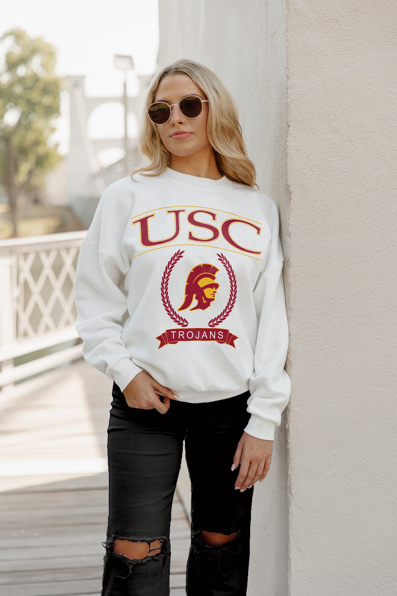 USC TROJANS Having A Ball Fleece Crew Pullover By Madi Prewett Troutt