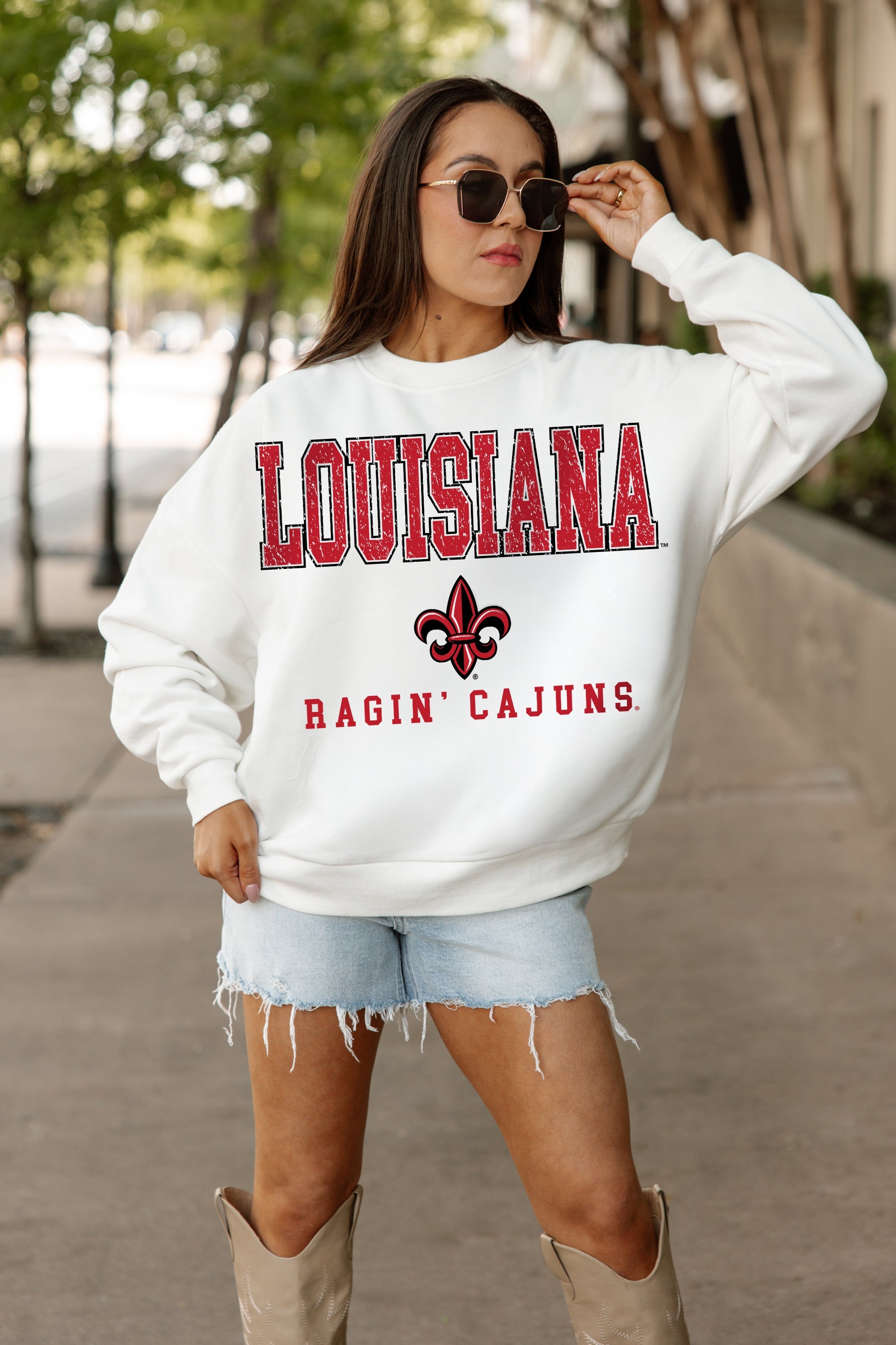 LOUISIANA RAGIN' CAJUNS FREESTYLE PREMIUM FLEECE CREWNECK PULLOVER