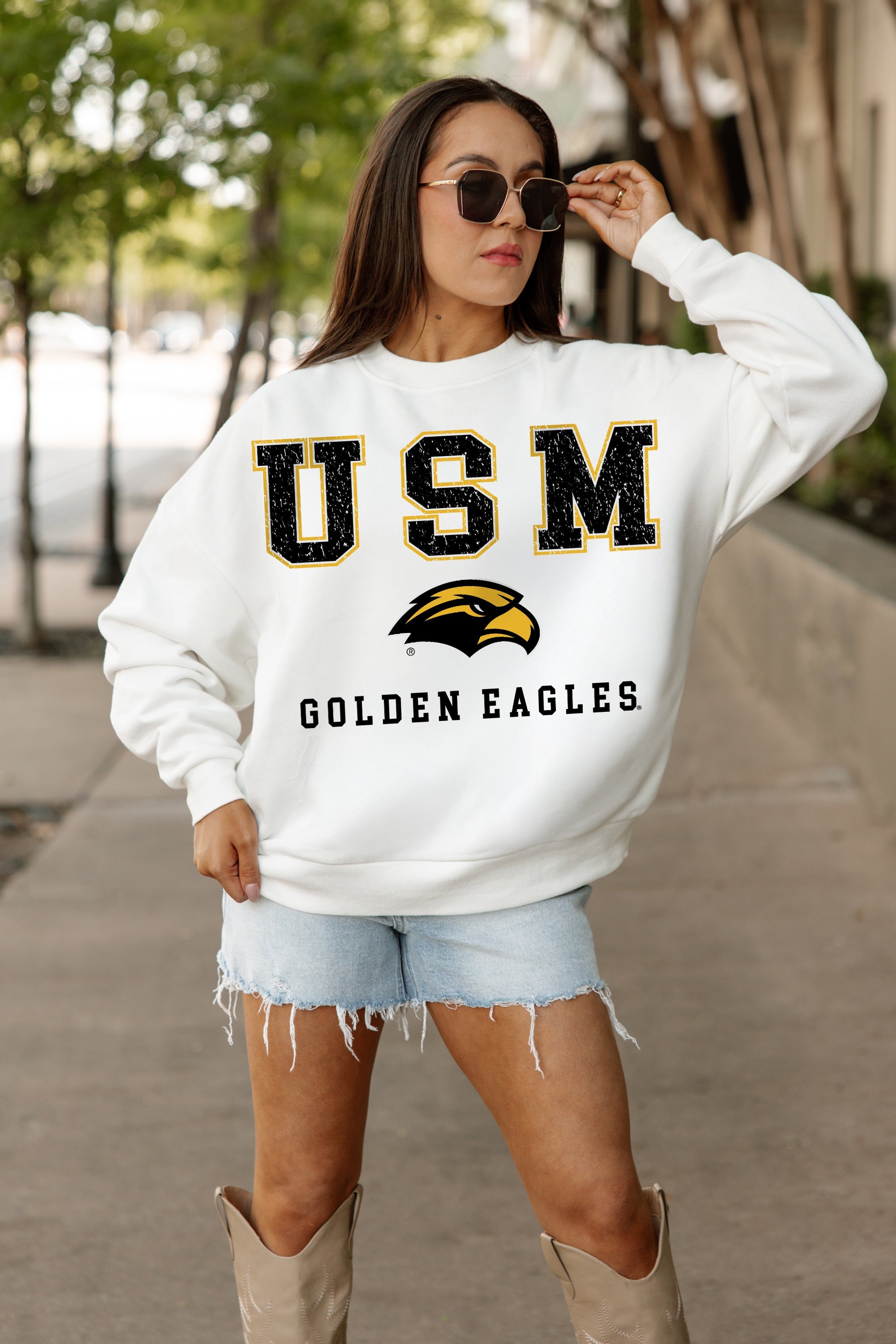 SOUTHERN MISS GOLDEN EAGLES FREESTYLE PREMIUM FLEECE CREWNECK PULLOVER