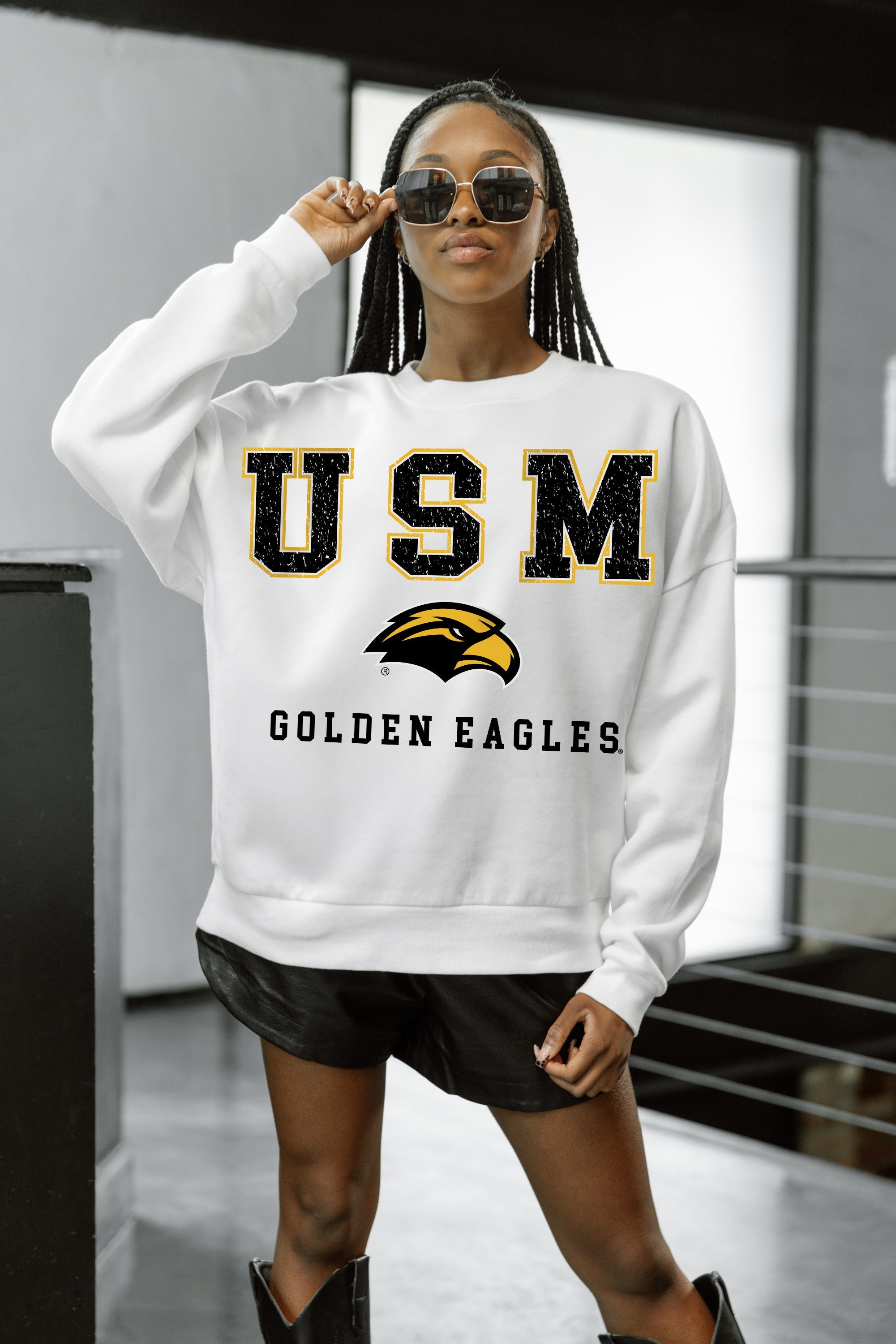 SOUTHERN MISS GOLDEN EAGLES FREESTYLE PREMIUM FLEECE CREWNECK PULLOVER