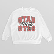 UTAH UTES FADED FORMATION PREMIUM FLEECE DROP SHOULDER CREWNECK PULLOVER