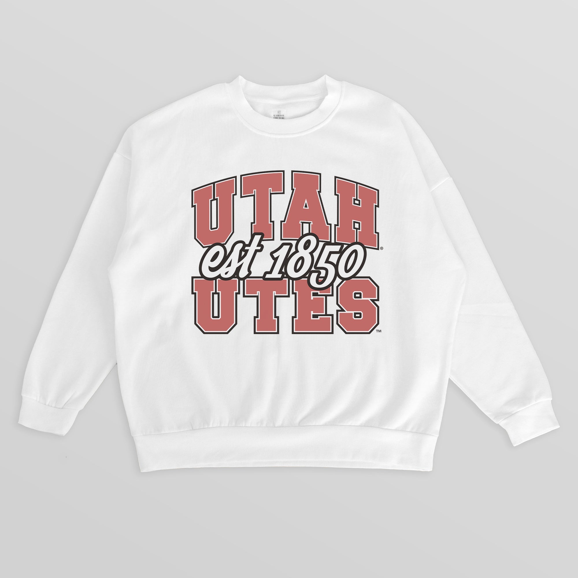 UTAH UTES FADED FORMATION PREMIUM FLEECE DROP SHOULDER CREWNECK PULLOVER