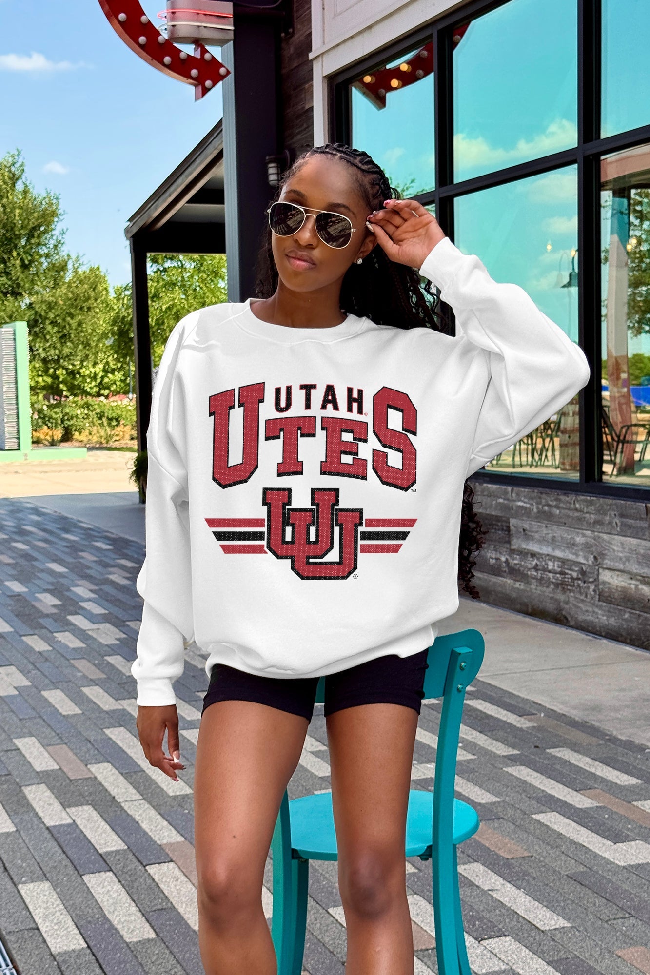UTAH UTES SWIFT STRIKE PREMIUM FLEECE DROP SHOULDER CREWNECK PULLOVER