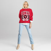 UTAH UTES CLASSIC ARCHIVES PREMIUM DROP SHOULDER FLEECE CREWNECK PULLOVER