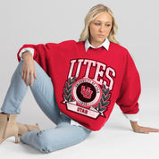 UTAH UTES CLASSIC ARCHIVES PREMIUM DROP SHOULDER FLEECE CREWNECK PULLOVER