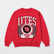 UTAH UTES CLASSIC ARCHIVES PREMIUM DROP SHOULDER FLEECE CREWNECK PULLOVER