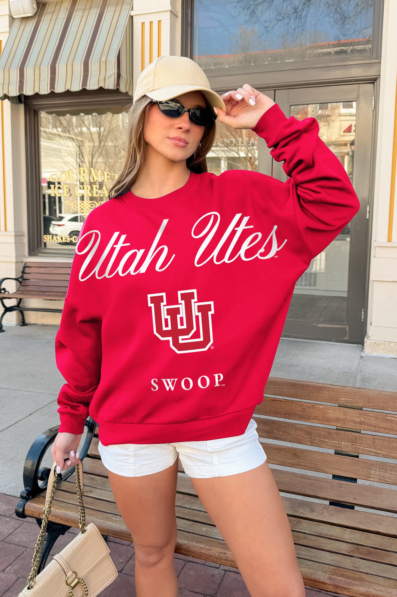 UTAH UTES LEGACY CLUB PREMIUM FLEECE DROP SHOULDER CREWNECK PULLOVER