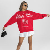 UTAH UTES LEGACY CLUB PREMIUM FLEECE DROP SHOULDER CREWNECK PULLOVER