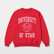 UTAH UTES PRIME PLAY PREMIUM FLEECE DROP SHOULDER CREWNECK PULLOVER