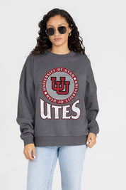 UTAH UTES SATURDAY SEAL PREMIUM FLEECE DROP SHOULDER CREWNECK PULLOVER
