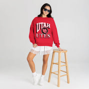 UTAH UTES MAIN CHARACTER PREMIUM FLEECE DROP SHOULDER CREWNECK PULLOVER