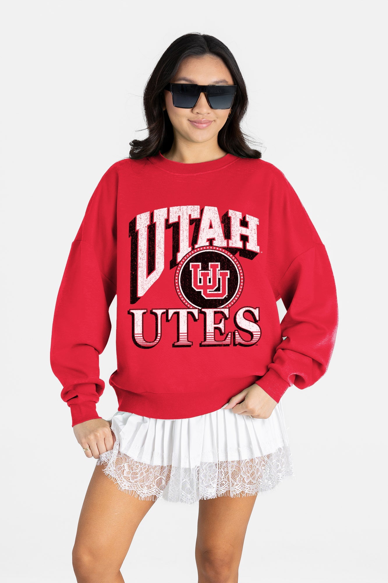 UTAH UTES MAIN CHARACTER PREMIUM FLEECE DROP SHOULDER CREWNECK PULLOVER