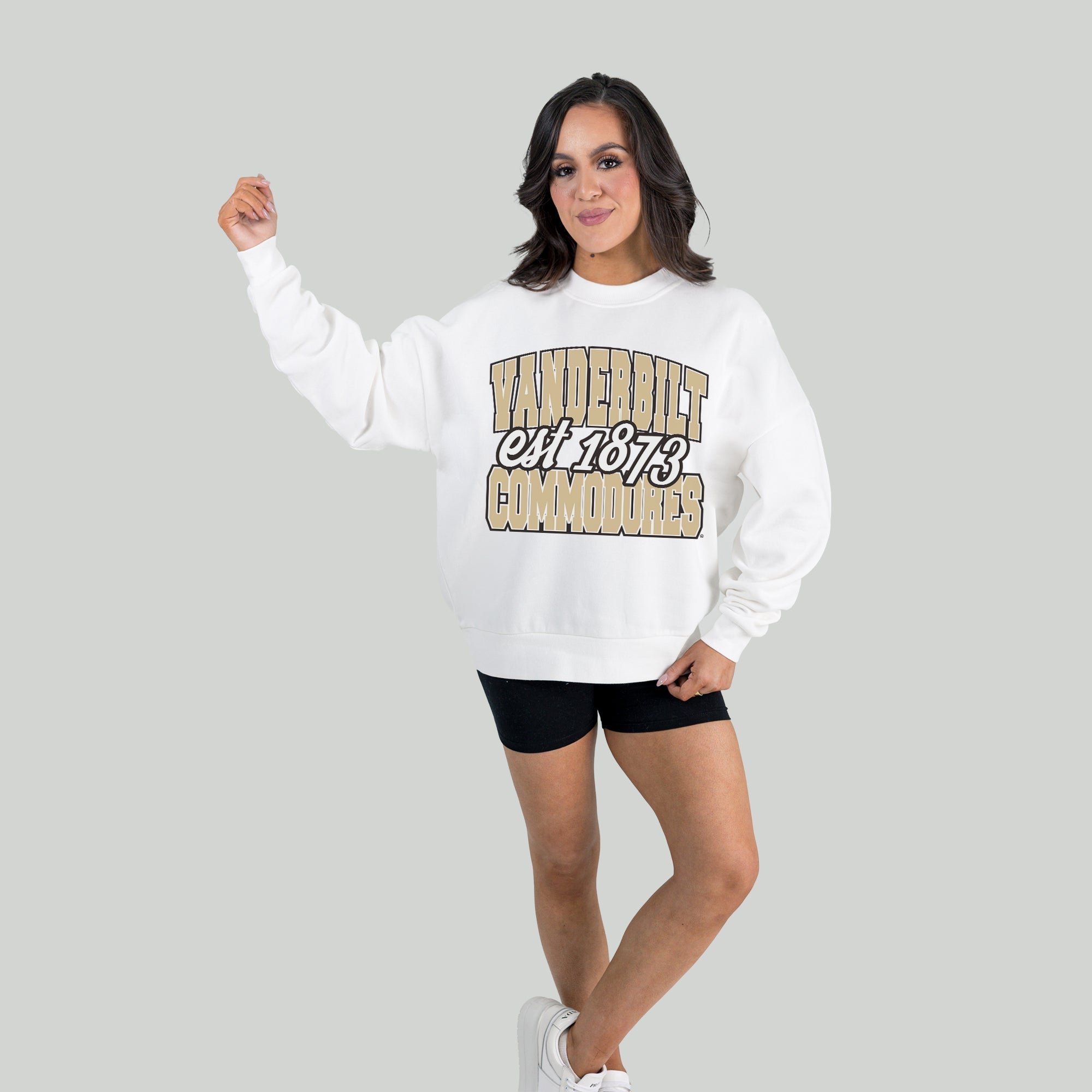 VANDERBILT COMMODORES FADED FORMATION PREMIUM FLEECE DROP SHOULDER CREWNECK PULLOVER