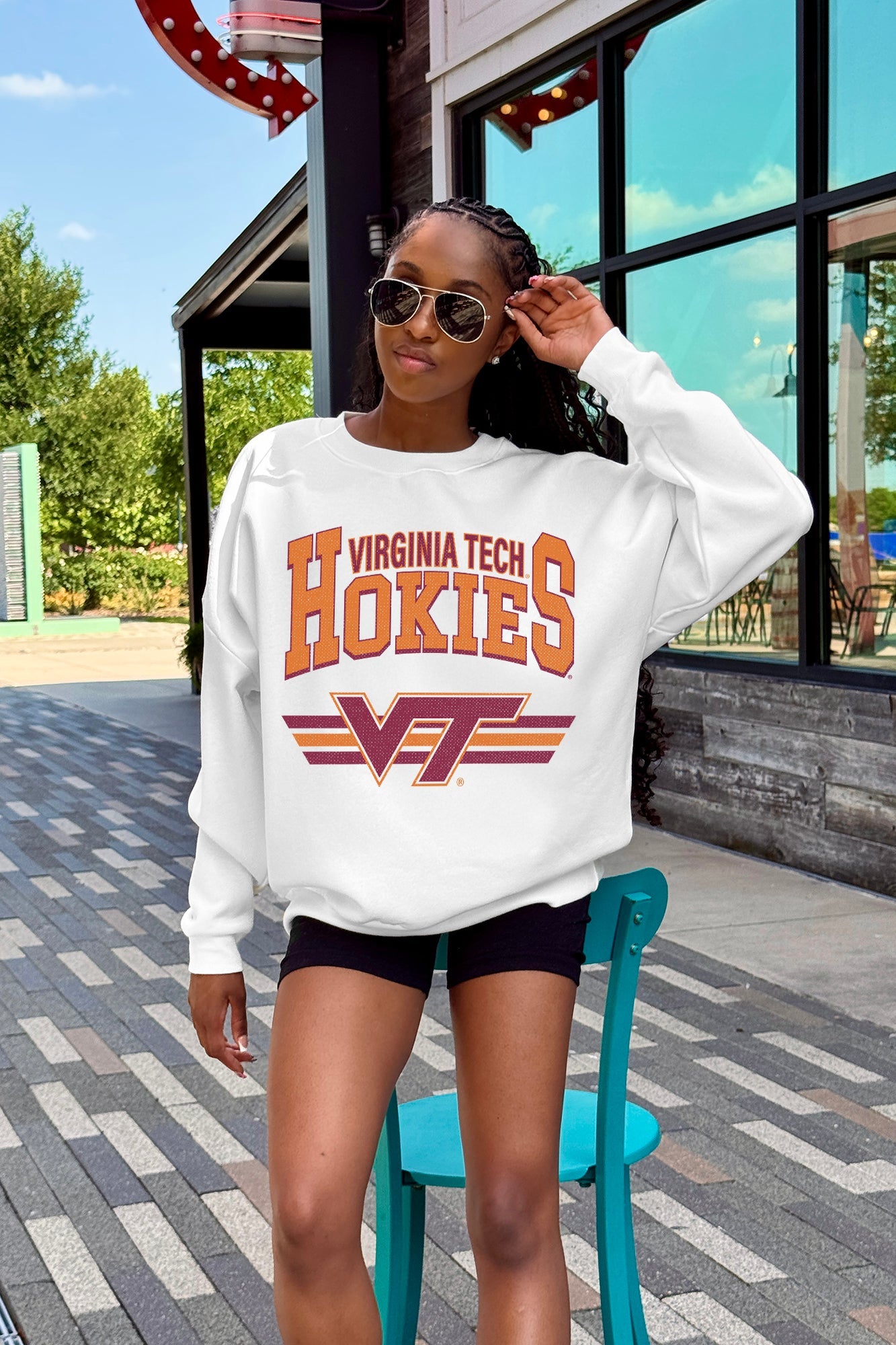VIRGINIA TECH HOKIES SWIFT STRIKE PREMIUM FLEECE DROP SHOULDER CREWNECK PULLOVER