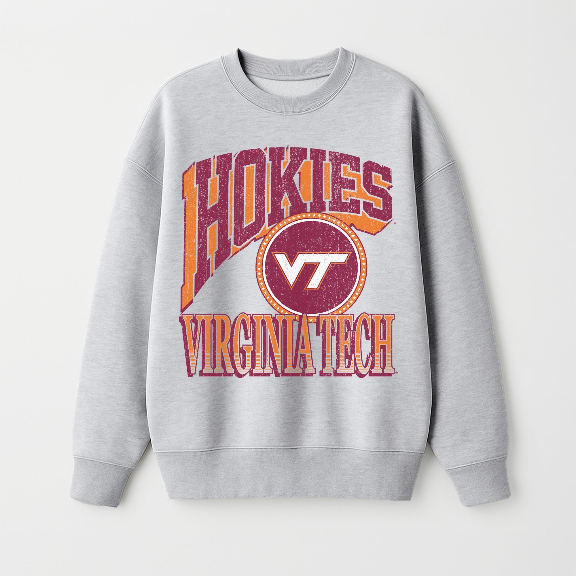 VIRGINIA TECH HOKIES GAME ON PREMIUM FLEECE DROP SHOULDER CREWNECK PULLOVER