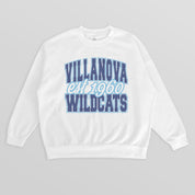 VILLANOVA WILDCATS FADED FORMATION PREMIUM FLEECE DROP SHOULDER CREWNECK PULLOVER