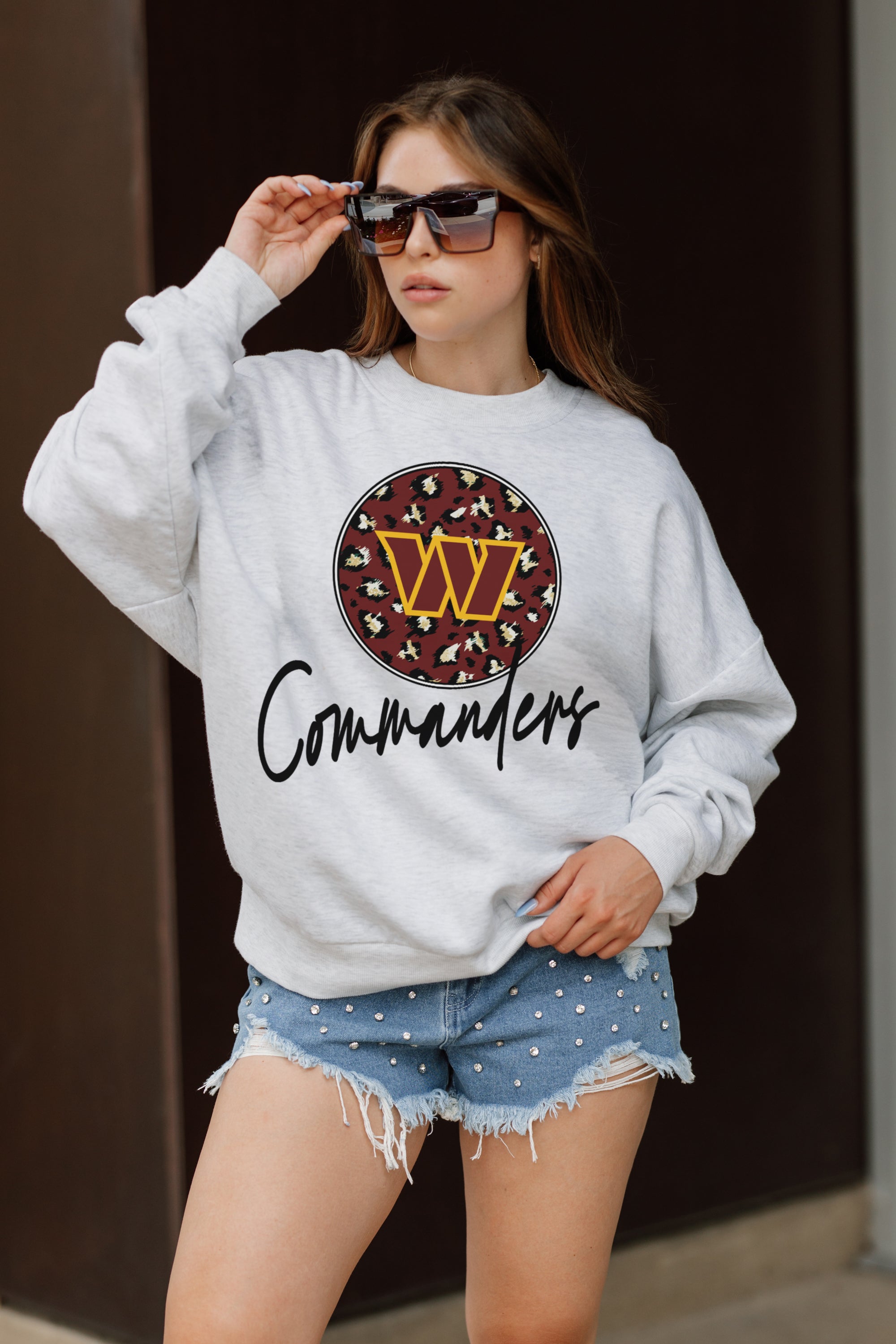 WASHINGTON COMMANDERS GOING WILD PREMIUM FLEECE DROP SHOULDER CREWNECK PULLOVER