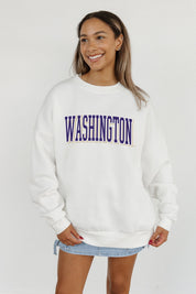 WASHINGTON HUSKIES ALL-STAR APPEAL PREMIUM FLEECE DROP SHOULDER CREWNECK PULLOVER BY MADI PREWETT TROUTT