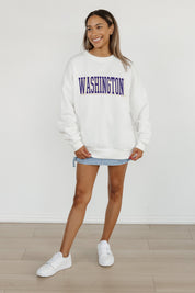 WASHINGTON HUSKIES ALL-STAR APPEAL PREMIUM FLEECE DROP SHOULDER CREWNECK PULLOVER BY MADI PREWETT TROUTT