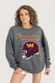 WASHINGTON COMMANDERS READY TO RUMBLE PREMIUM FLEECE DROP SHOULDER CREWNECK PULLOVER