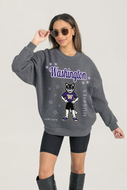 WASHINGTON HUSKIES READY TO RUMBLE PREMIUM FLEECE DROP SHOULDER CREWNECK PULLOVER