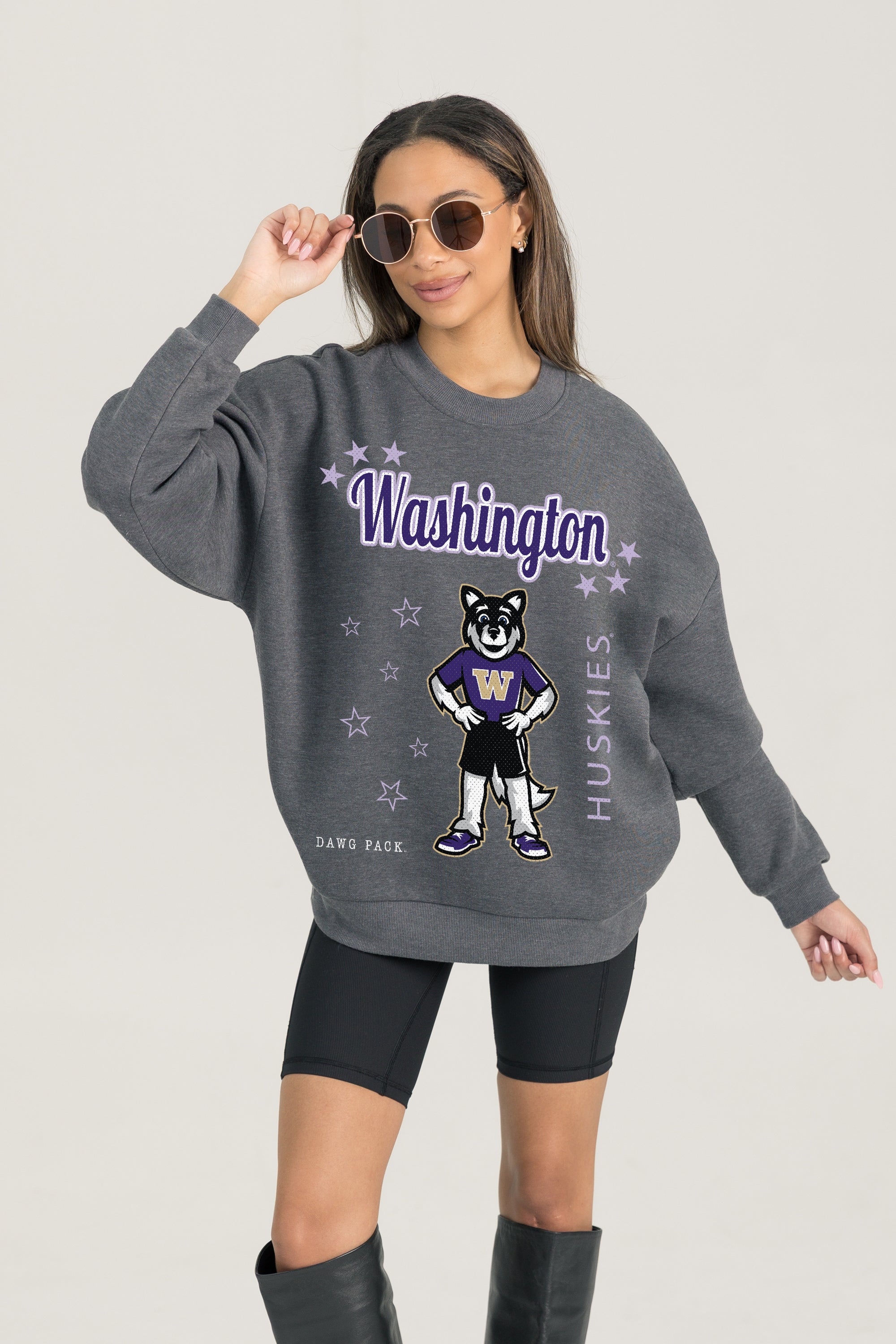 WASHINGTON HUSKIES READY TO RUMBLE PREMIUM FLEECE DROP SHOULDER CREWNECK PULLOVER