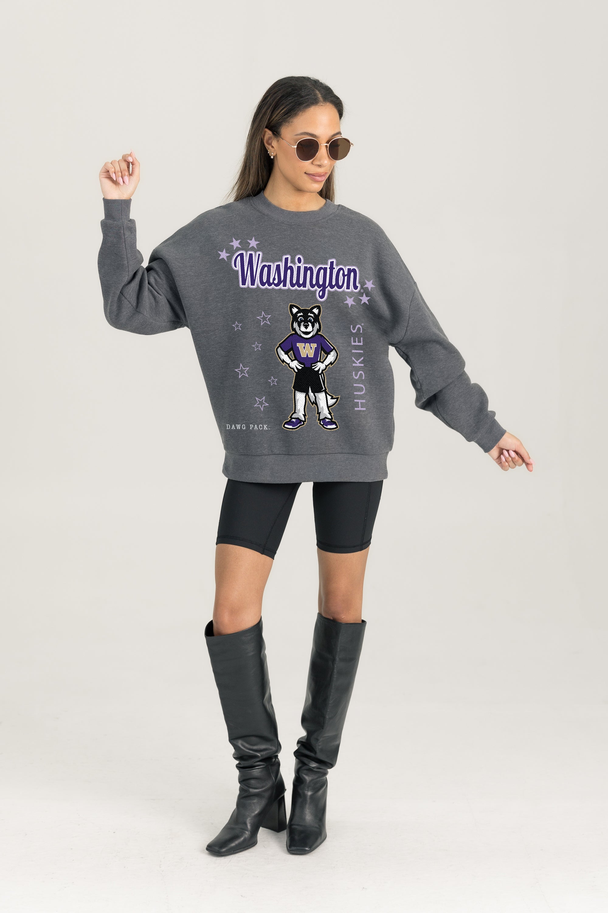 WASHINGTON HUSKIES READY TO RUMBLE PREMIUM FLEECE DROP SHOULDER CREWNECK PULLOVER