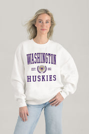WASHINGTON HUSKIES TIMELESS TRIUMPH PREMIUM FLEECE DROP SHOULDER CREWNECK PULLOVER