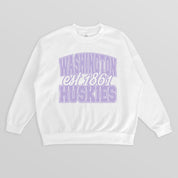 WASHINGTON HUSKIES FADED FORMATION PREMIUM FLEECE DROP SHOULDER CREWNECK PULLOVER