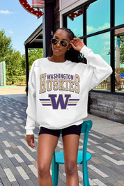 WASHINGTON HUSKIES SWIFT STRIKE PREMIUM FLEECE DROP SHOULDER CREWNECK PULLOVER