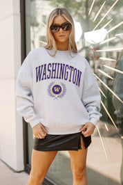 WASHINGTON HUSKIES TRADITION REFINED PREMIUM FLEECE CREWNECK PULLOVER