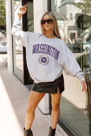 WASHINGTON HUSKIES TRADITION REFINED PREMIUM FLEECE CREWNECK PULLOVER