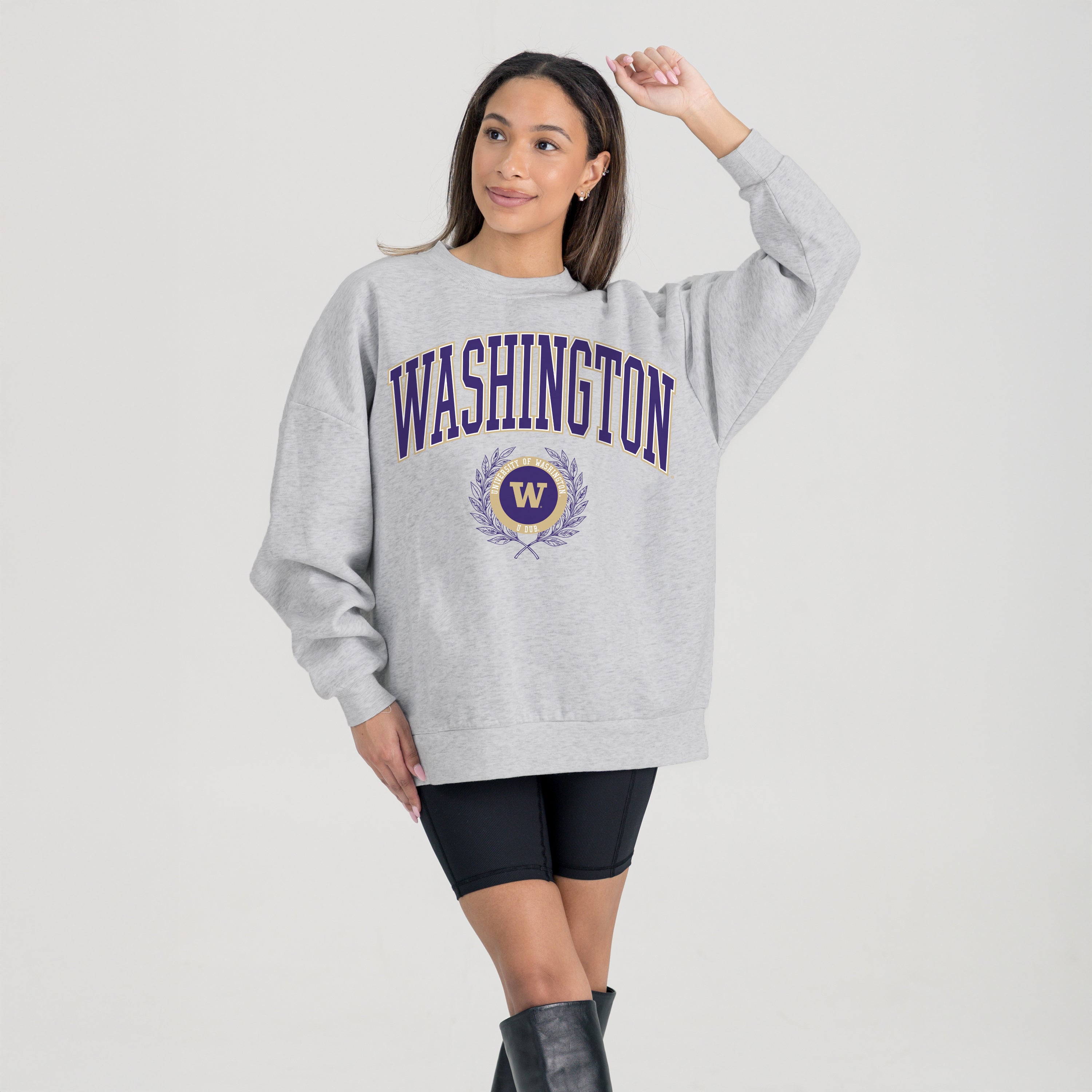 WASHINGTON HUSKIES TRADITION REFINED PREMIUM FLEECE CREWNECK PULLOVER